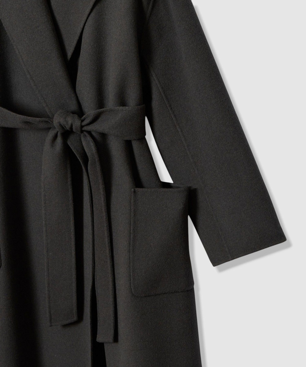 allureville カシミヤ混リバーショールコート チャコールグレー (94)