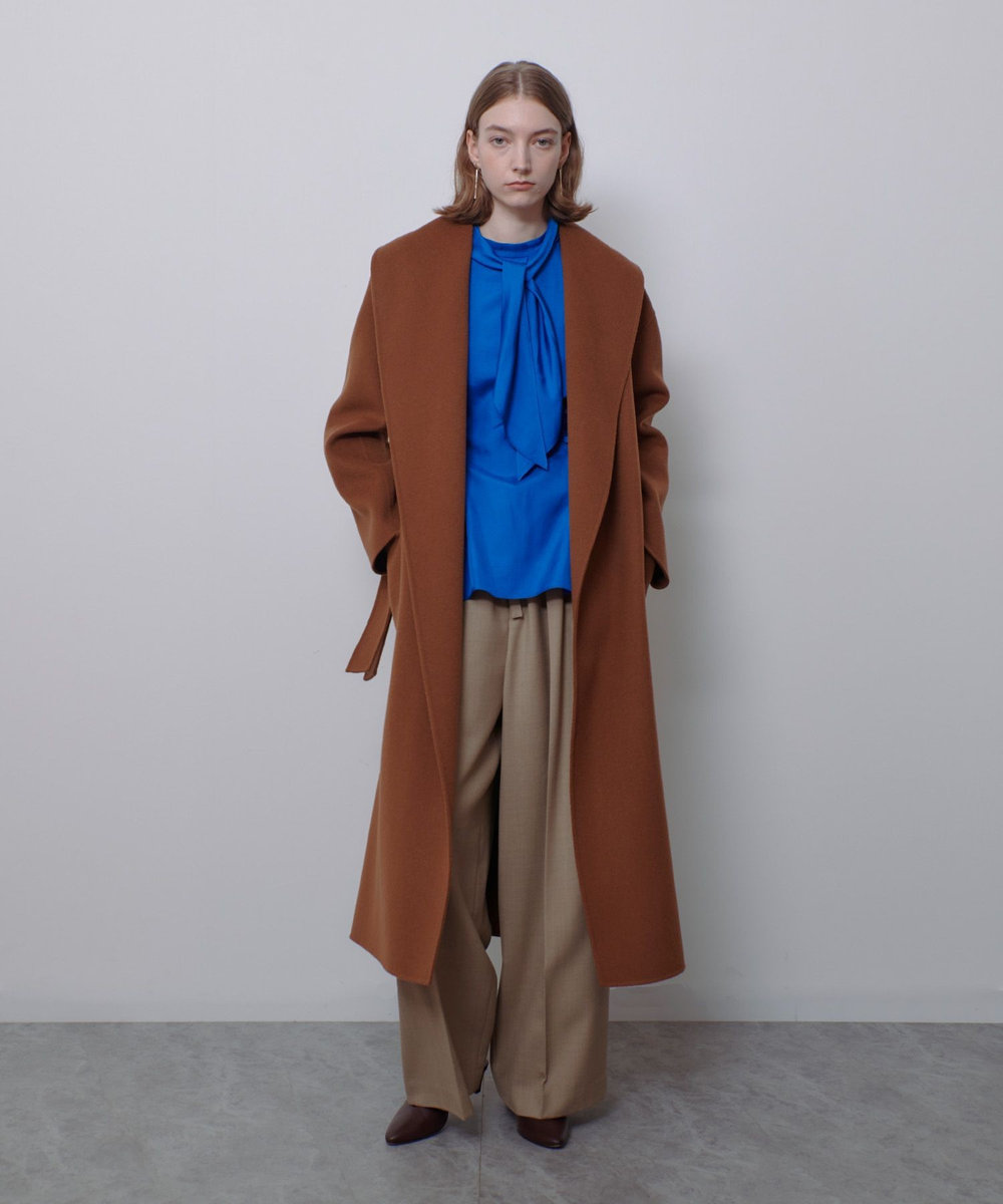 allureville カシミヤ混リバービックショールコート キャメル (84)