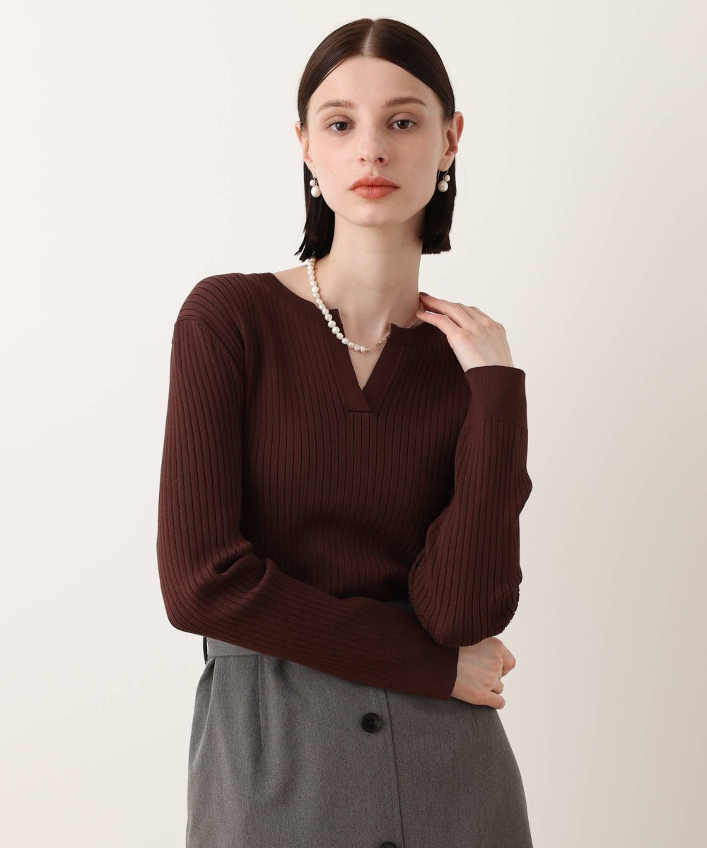 allureville キーネックドッキングワンピース ブラウン系 (88)