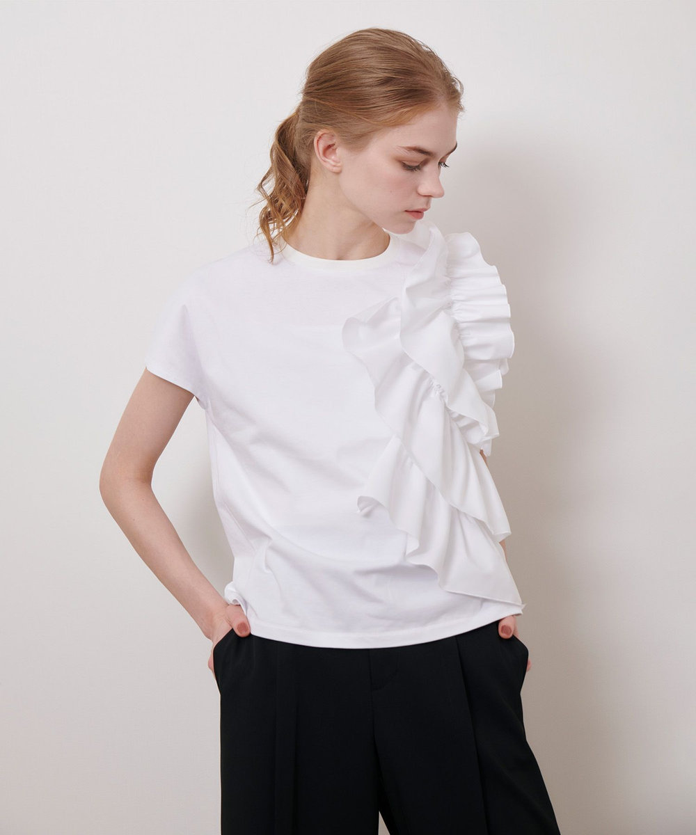 LOULOU WILLOUGHBY 【LOULOU WILLOUGHBY】ギャザーレイヤーＴシャツ オフホワイト (02)