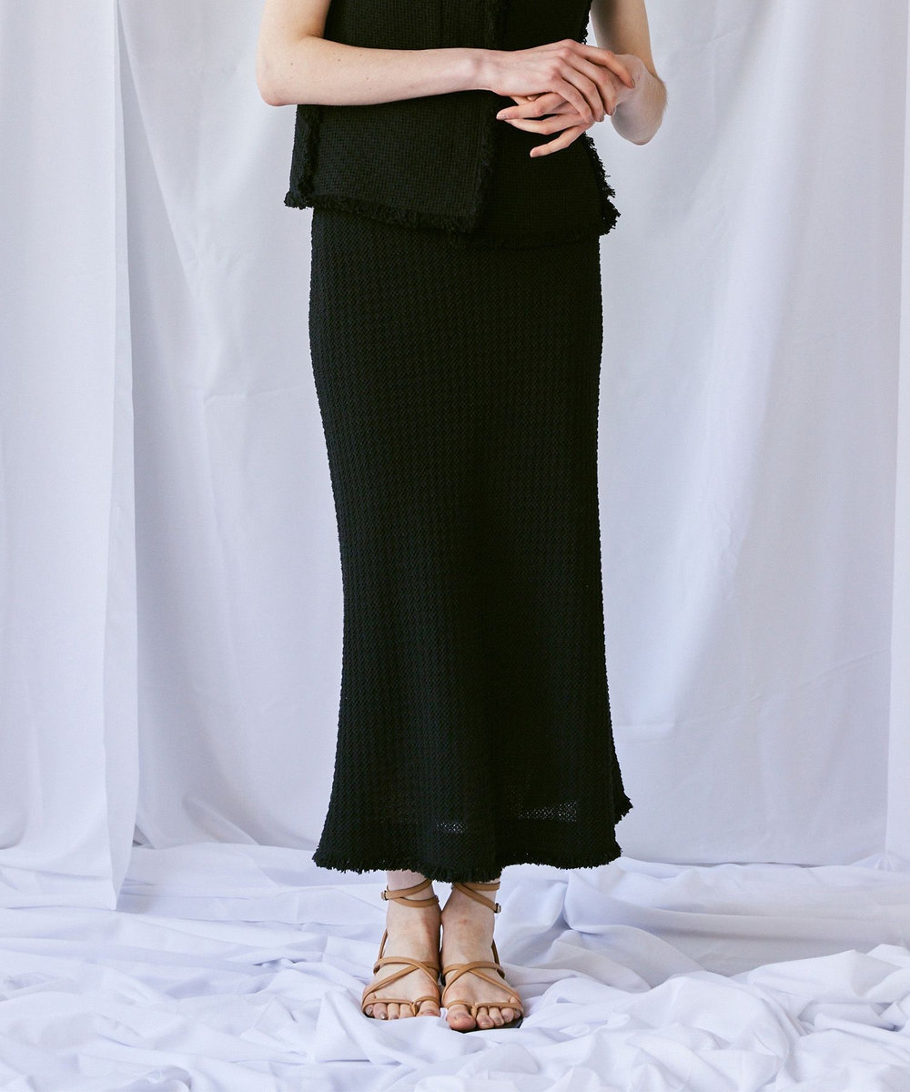 allureville 【セットアップ対応可能】ラスティックツイードスカート ブラック (95)