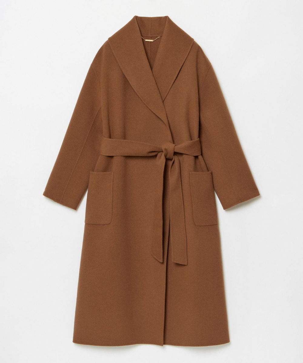 allureville カシミヤ混リバービックショールコート キャメル (84)