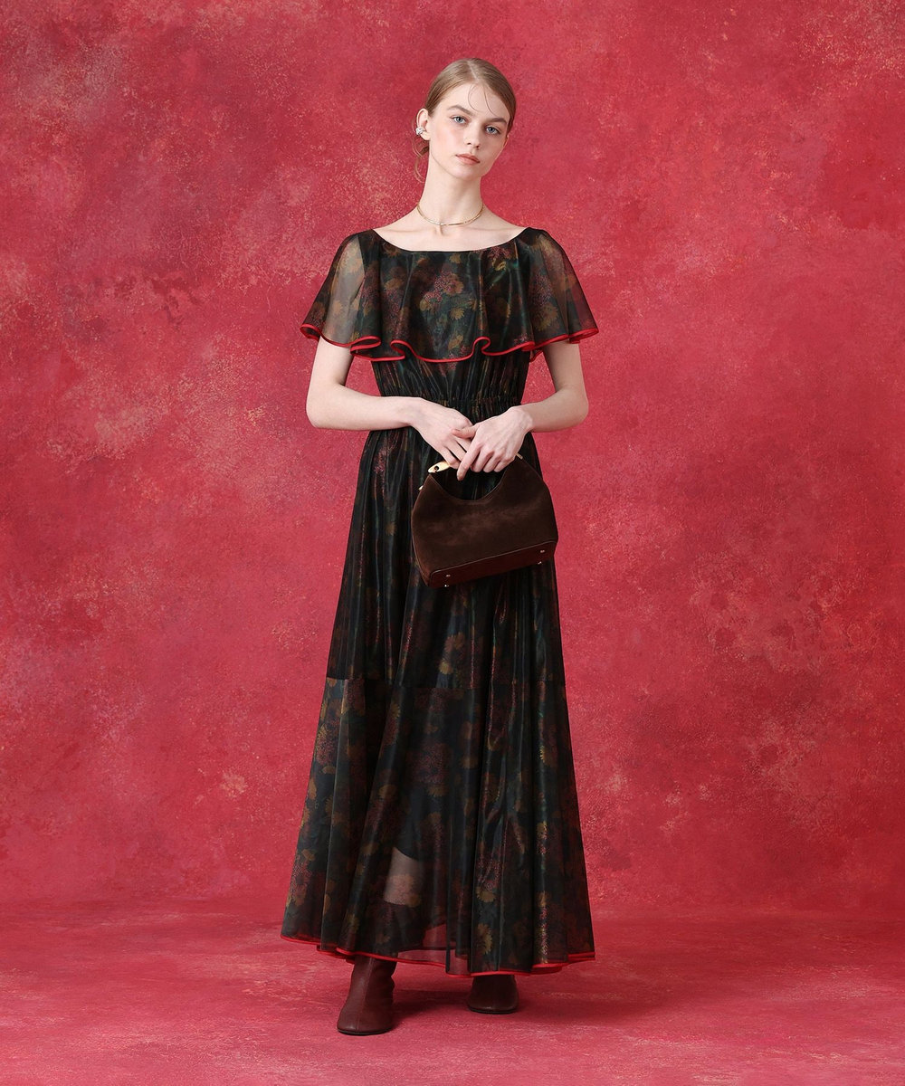 LOULOU WILLOUGHBY グロッシーフラワーワンピース ブラック系 (98)