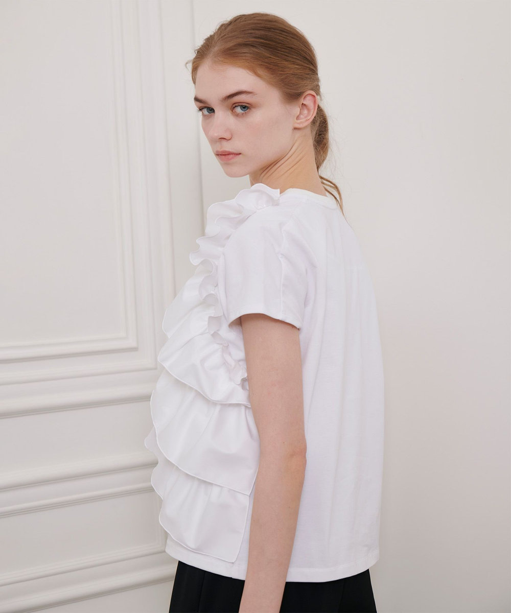 LOULOU WILLOUGHBY 【LOULOU WILLOUGHBY】ギャザーレイヤーＴシャツ オフホワイト (02)