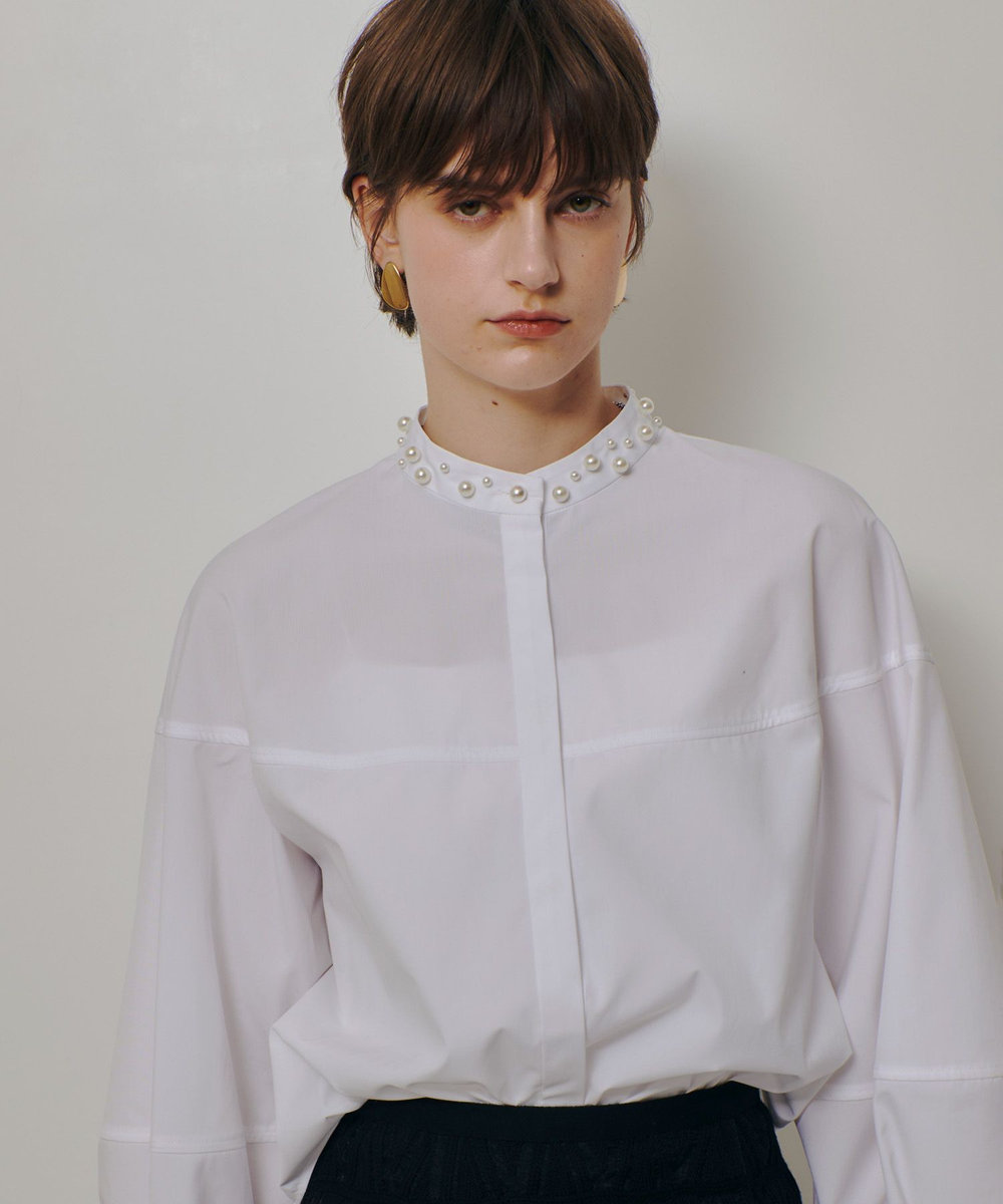 allureville パールカラーコクーンブラウス ホワイト (01)