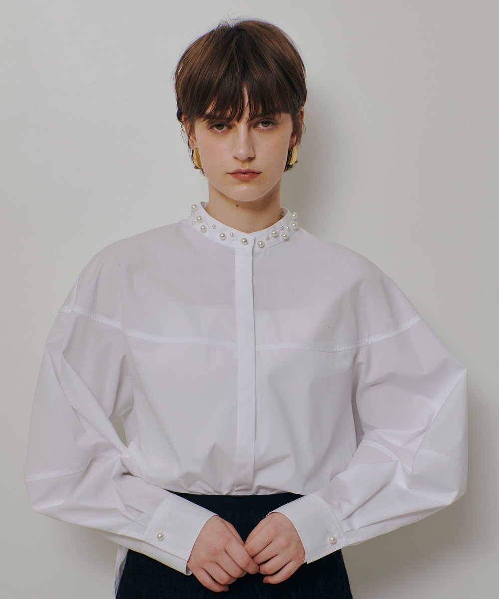 allureville パールカラーコクーンブラウス ホワイト (01)