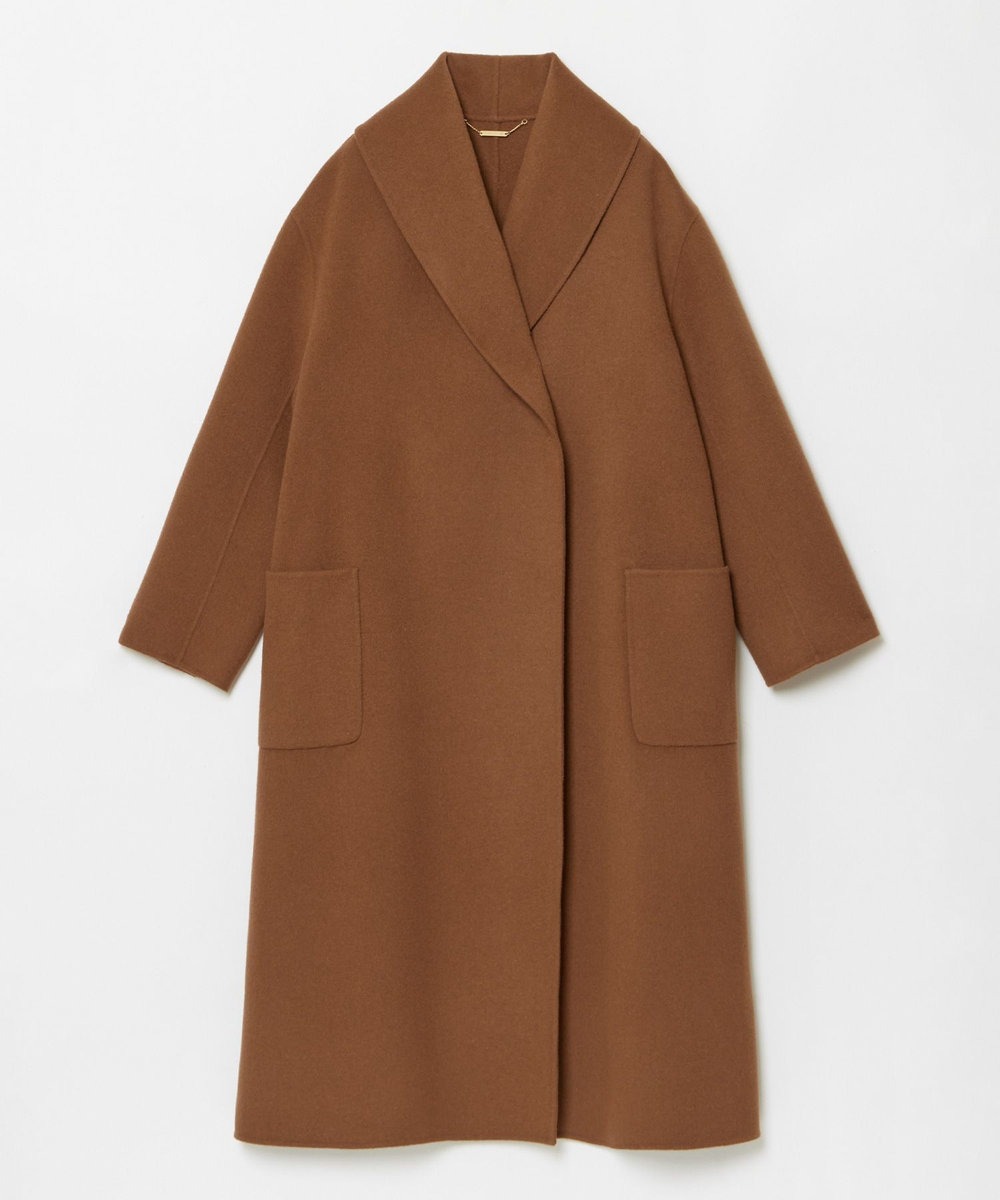 allureville カシミヤ混リバービックショールコート キャメル (84)