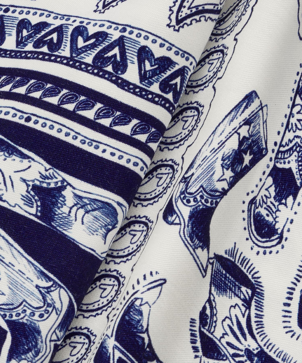 LOULOU WILLOUGHBY WEB 一部店舗限定【LOULOU WILLOUGHBY】ウエスタンスカーフプリントリボンブラウス ブルー (61)