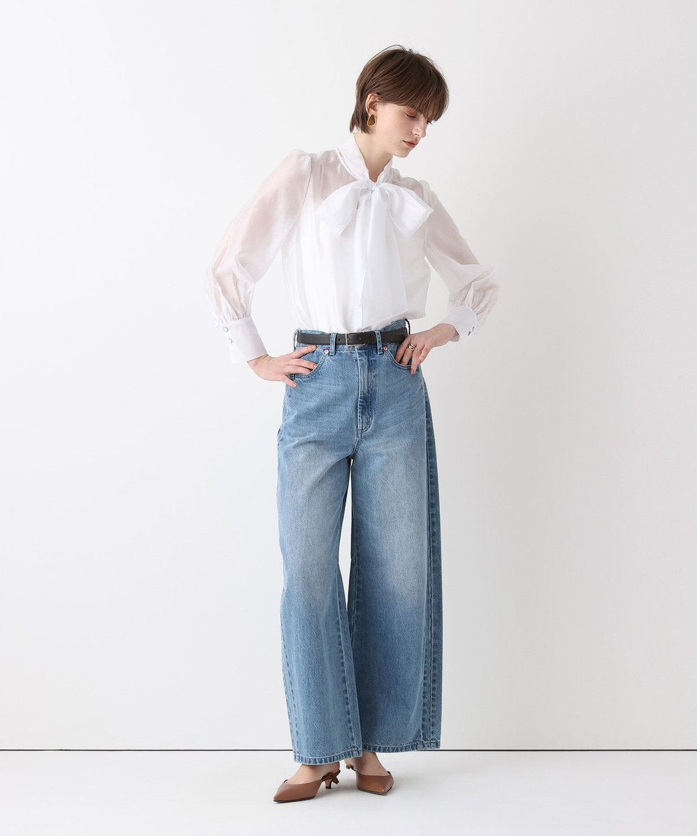 allureville サイド切替オーバルデニムパンツ ブルー (61)