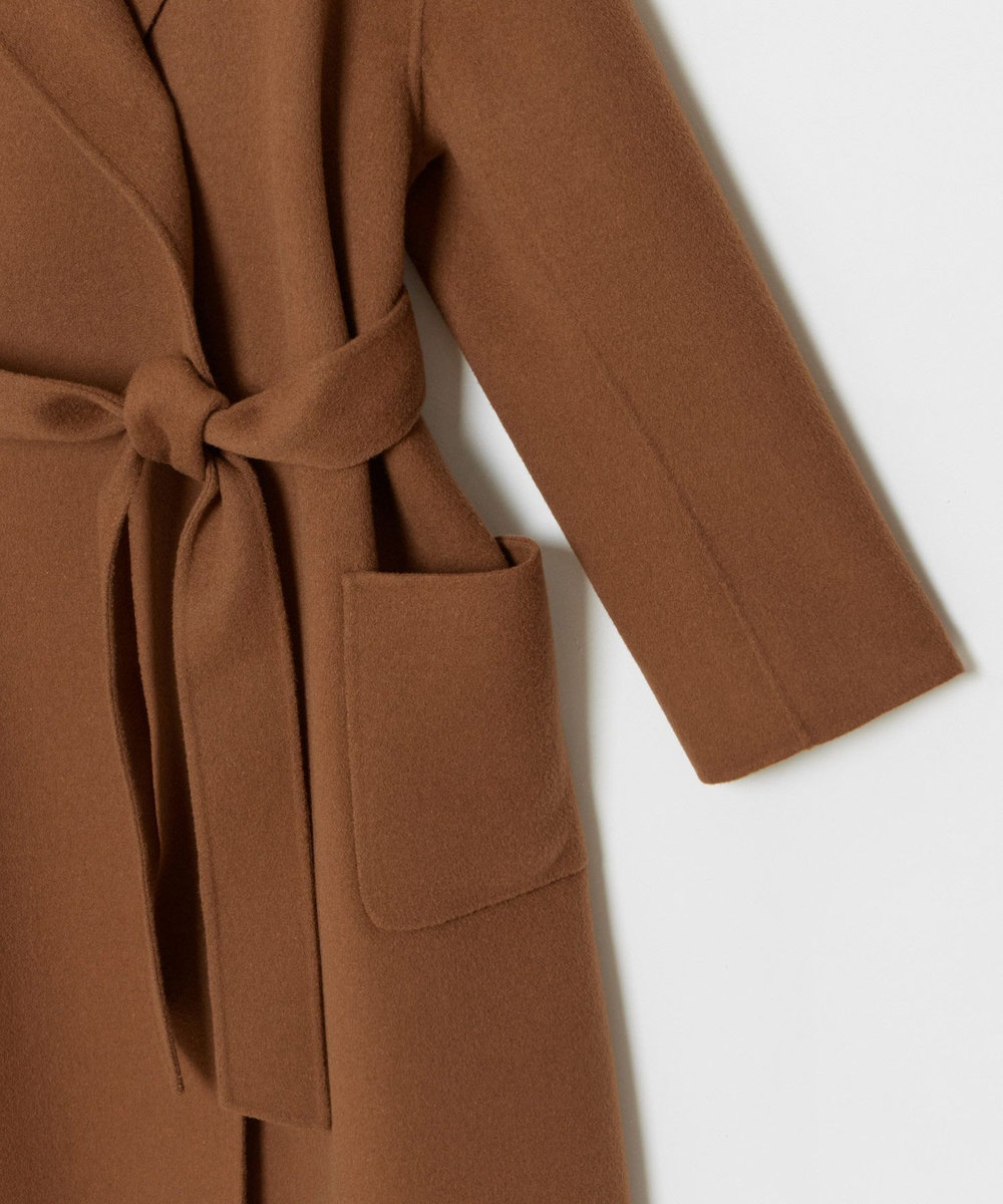 allureville カシミヤ混リバービックショールコート キャメル (84)