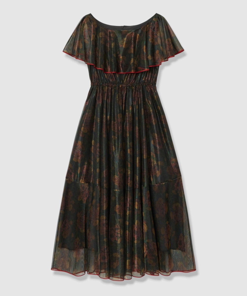 LOULOU WILLOUGHBY グロッシーフラワーワンピース ブラック系 (98)