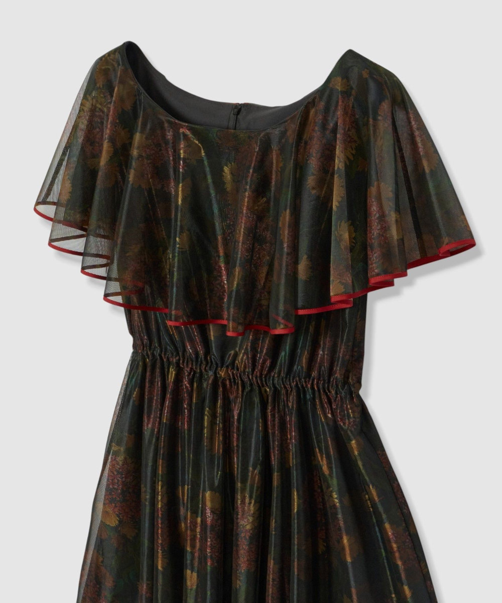 LOULOU WILLOUGHBY グロッシーフラワーワンピース ブラック系 (98)