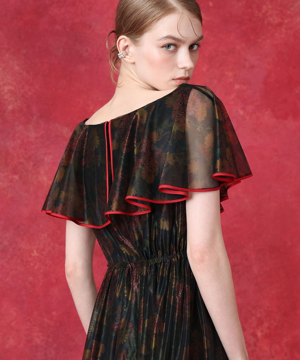 LOULOU WILLOUGHBY グロッシーフラワーワンピース ブラック系 (98)