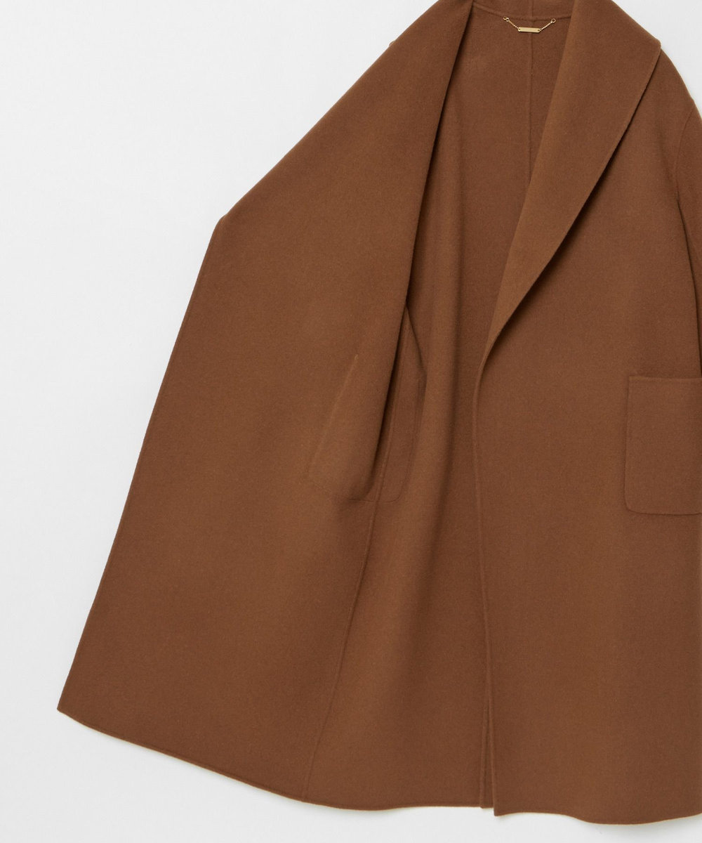 allureville カシミヤ混リバービックショールコート キャメル (84)