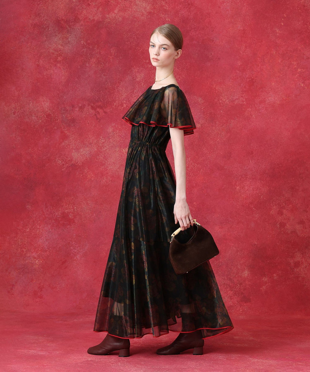 LOULOU WILLOUGHBY グロッシーフラワーワンピース ブラック系 (98)