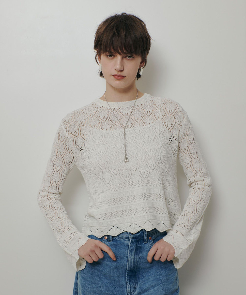 allureville レースニットプルオーバー オフホワイト (02)