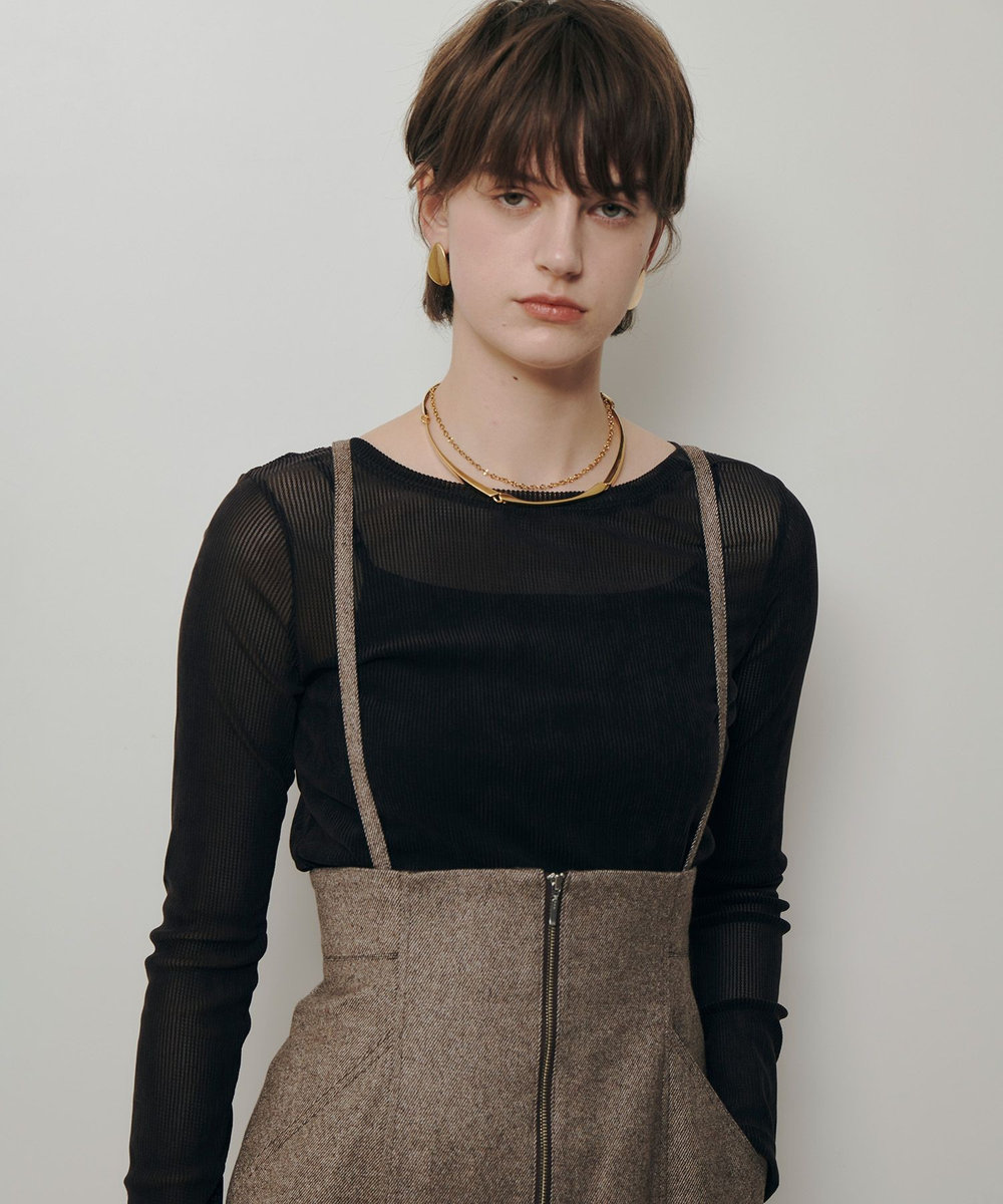 allureville シアーストライプロンT ブラウン (81)