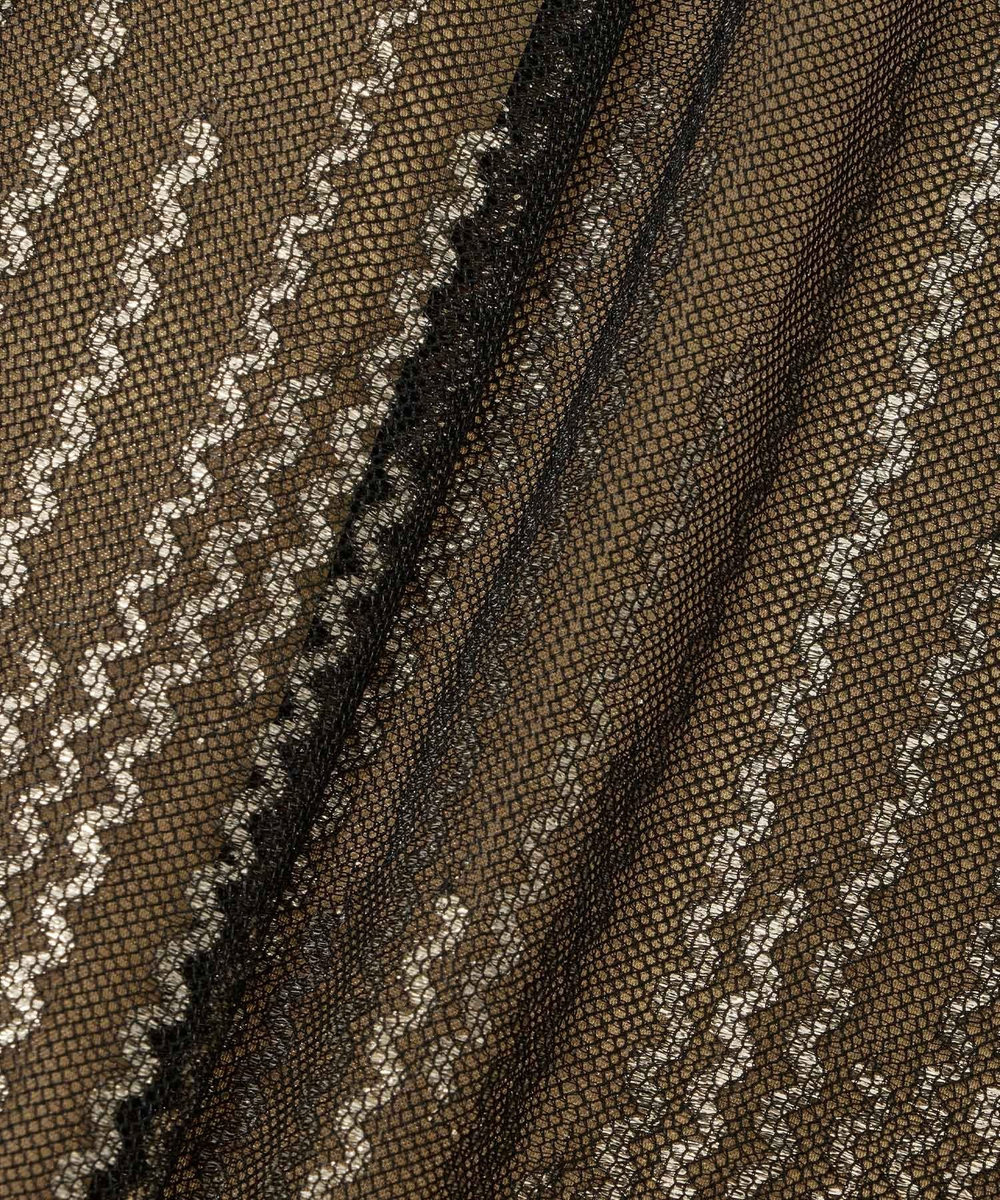 allureville 刺繍フリンジチュールスカート ブラック系 (98)