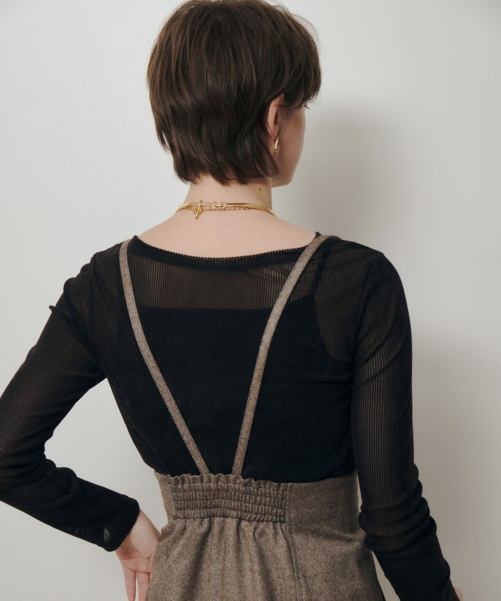 allureville シアーストライプロンT ブラウン (81)