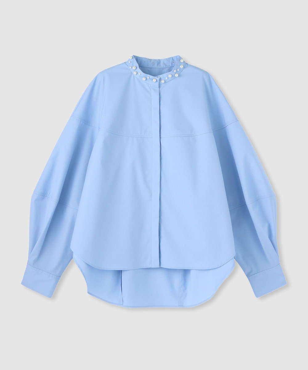 allureville パールカラーコクーンブラウス サックス (63)