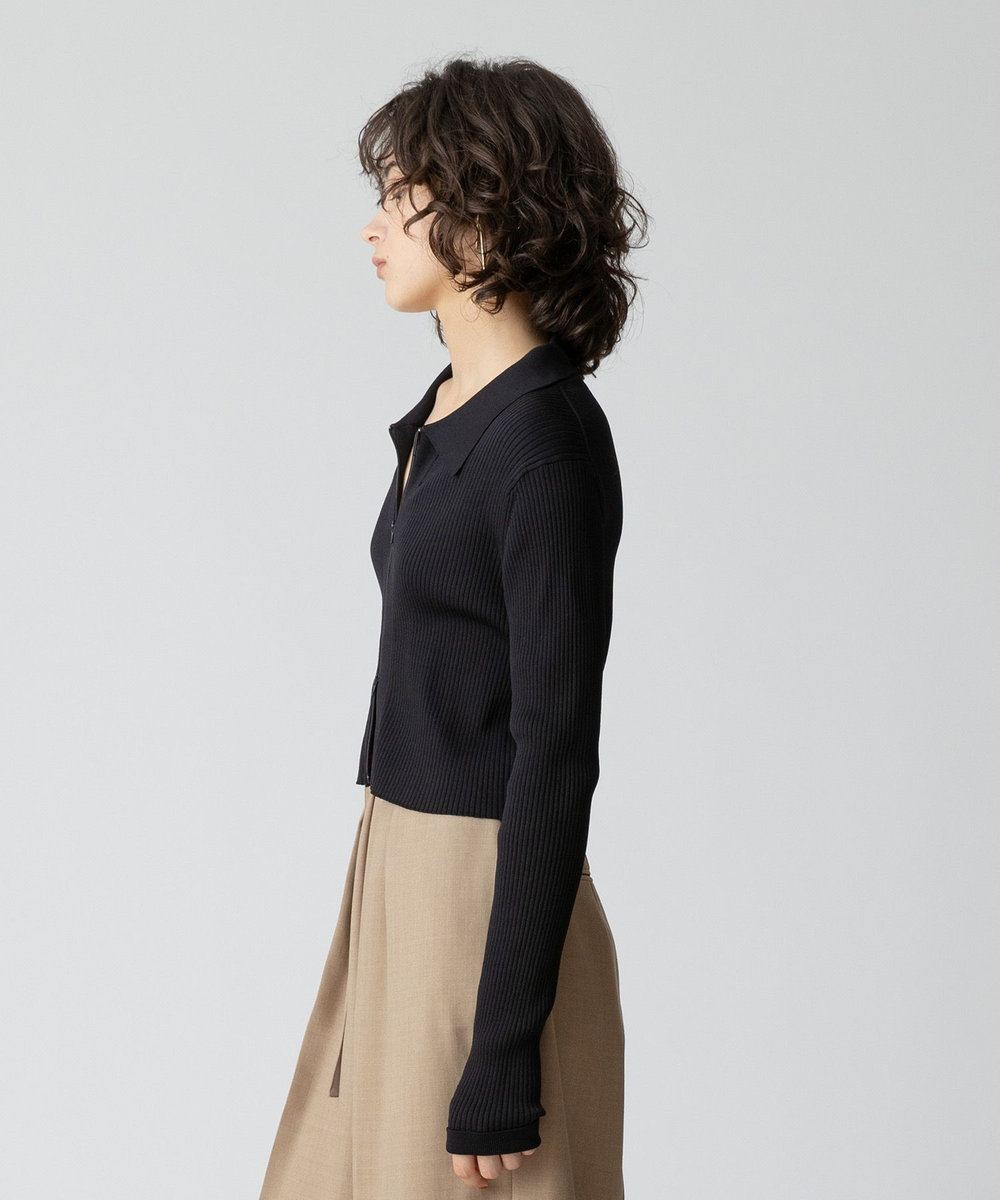 allureville ステンカラージップカーディガン ブラック (95)