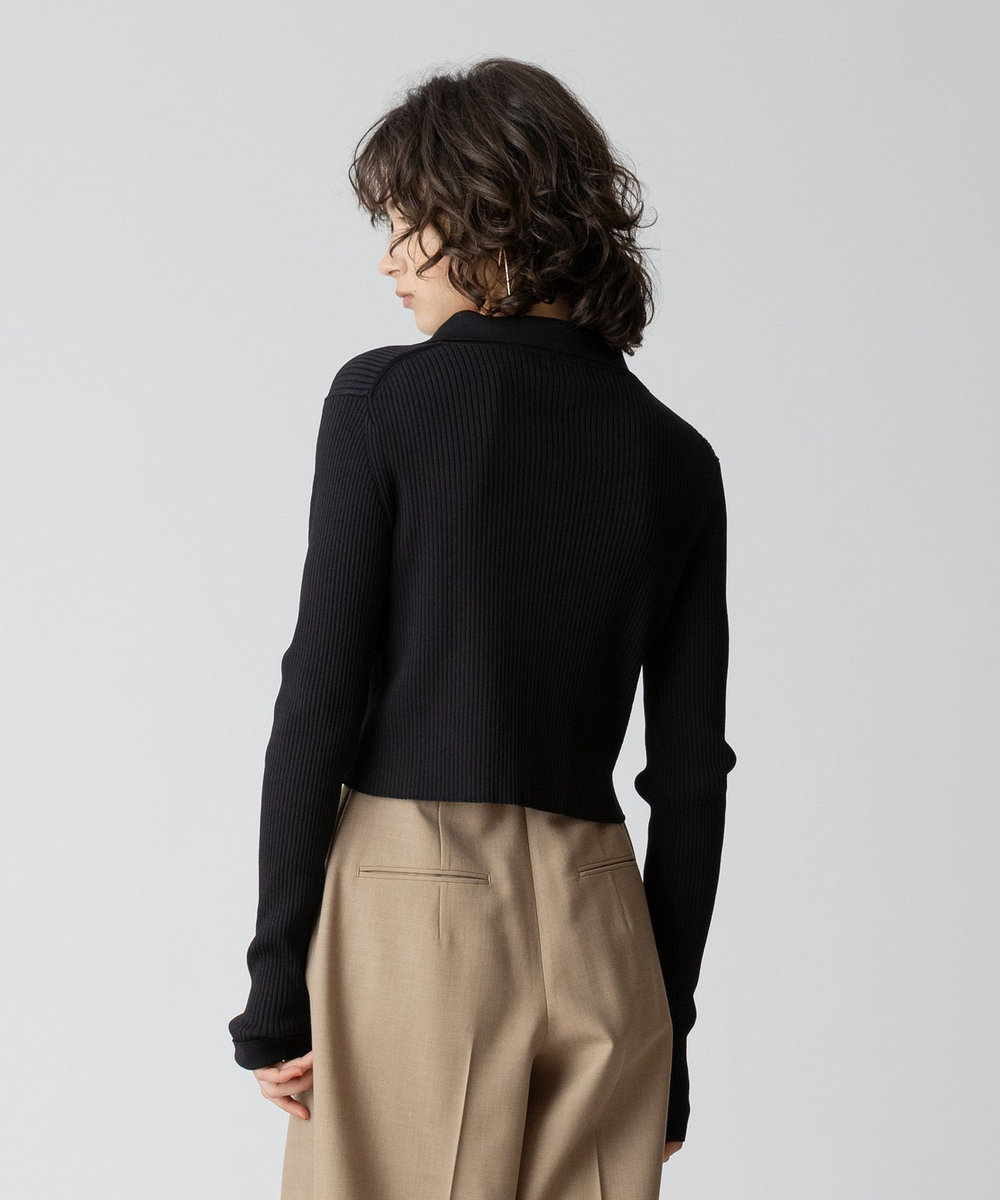 allureville ステンカラージップカーディガン ブラック (95)