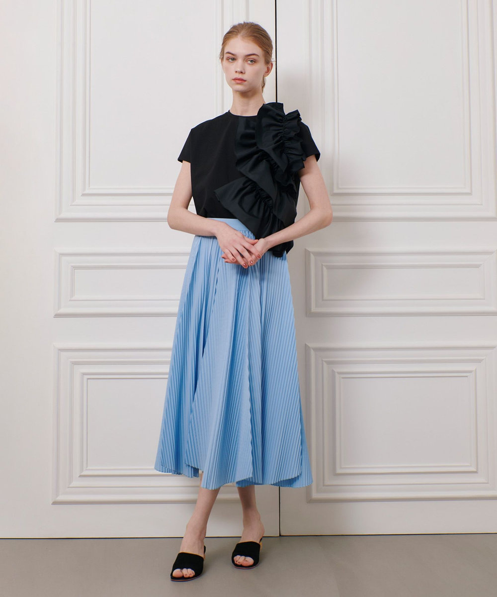 LOULOU WILLOUGHBY 【LOULOU WILLOUGHBY】ギャザーレイヤーＴシャツ ブラック (95)