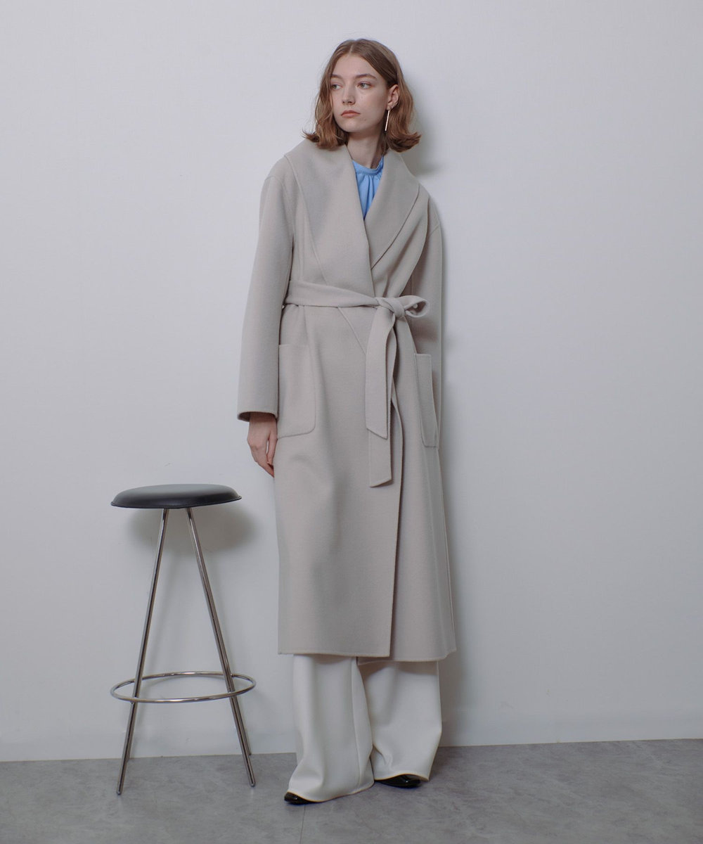 allureville カシミヤ混リバービックショールコート ベージュ (11)
