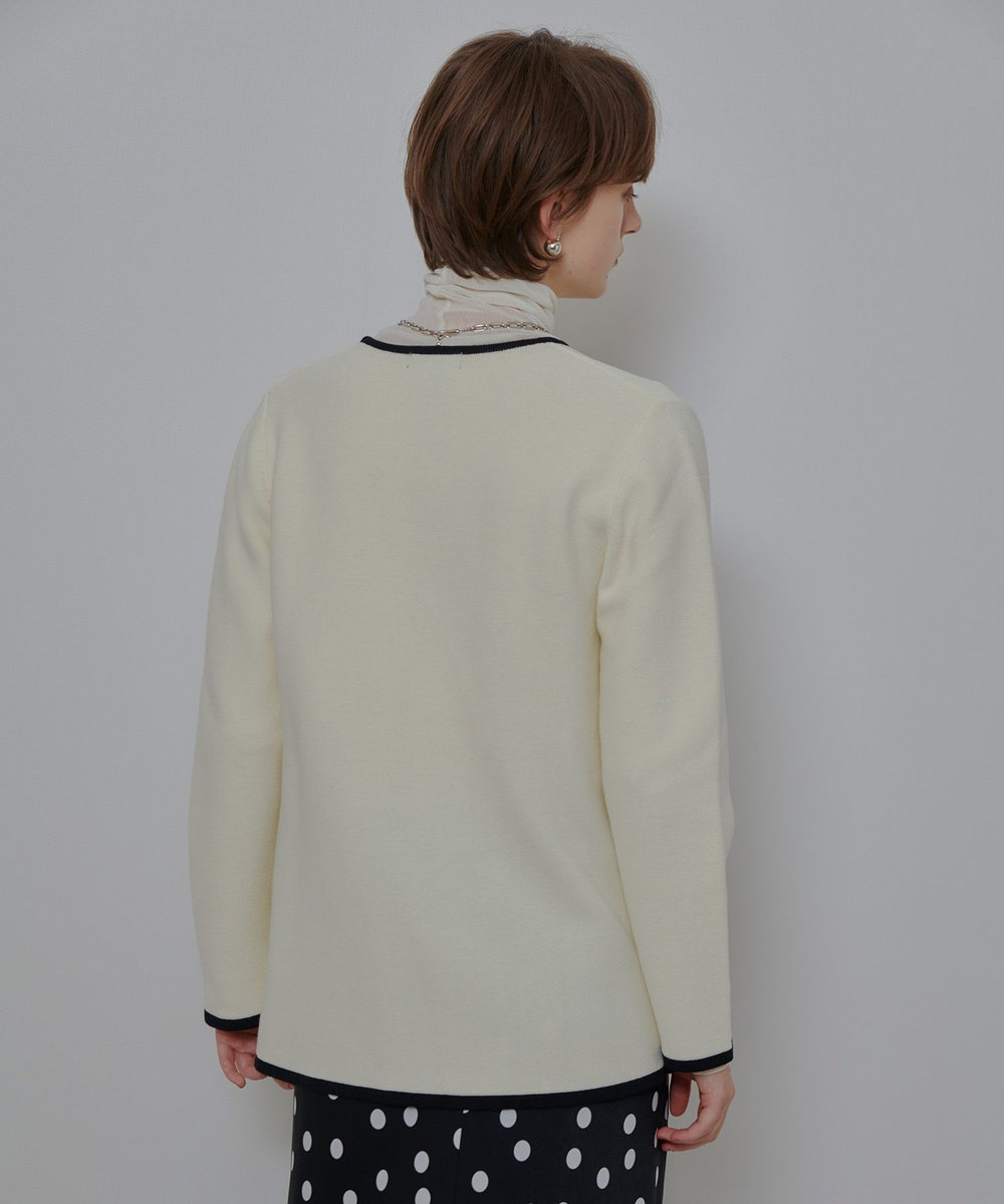 allureville ガーターノーカラーニットジャケット アイボリー (04)
