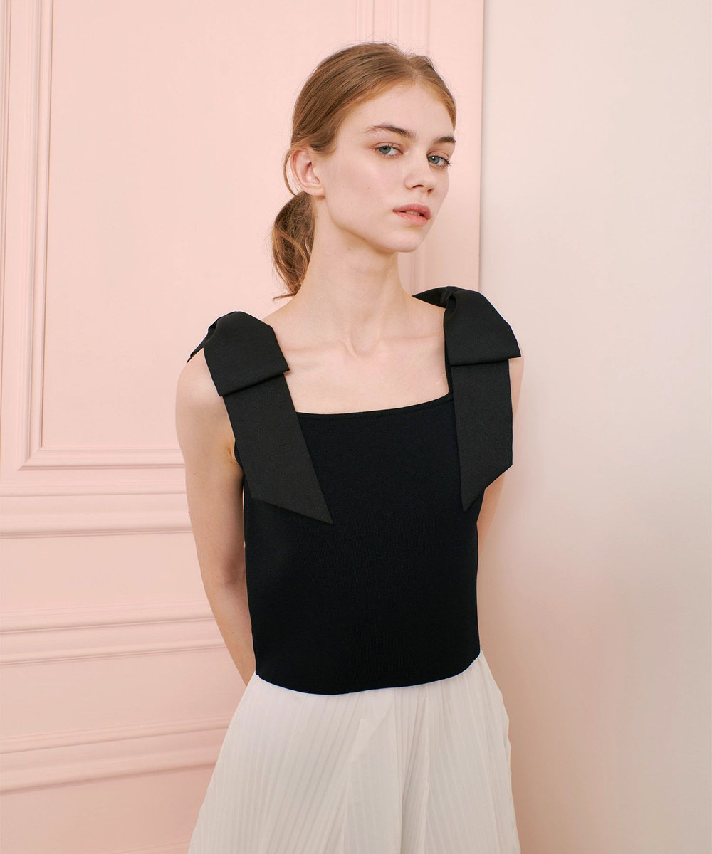 LOULOU WILLOUGHBY】ショルダーリボンミニタンクプルオーバー