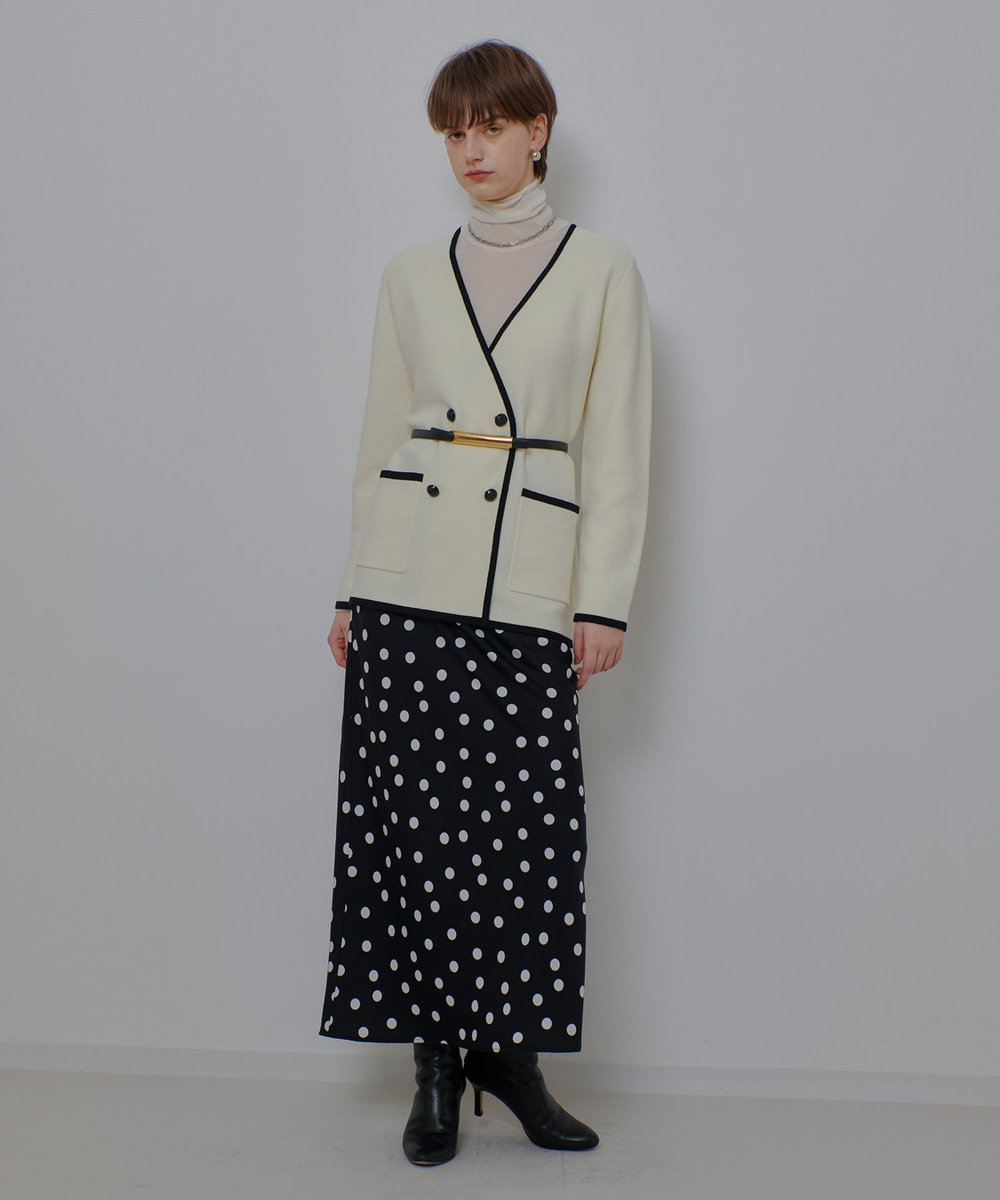 allureville ガーターノーカラーニットジャケット アイボリー (04)