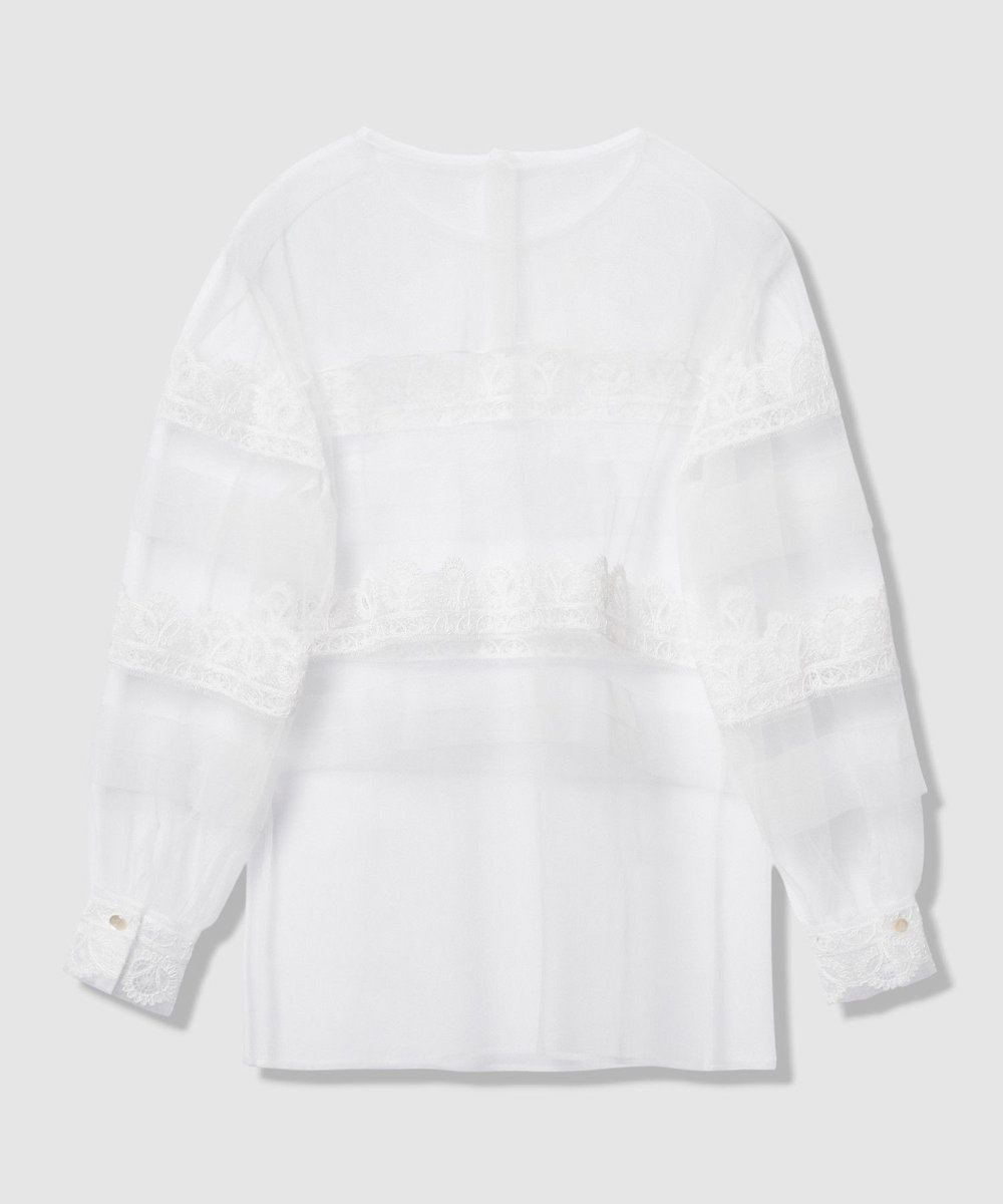 LOULOU WILLOUGHBY 【LOULOU WILLOUGHBY】チュールレースブラウス ホワイト (01)