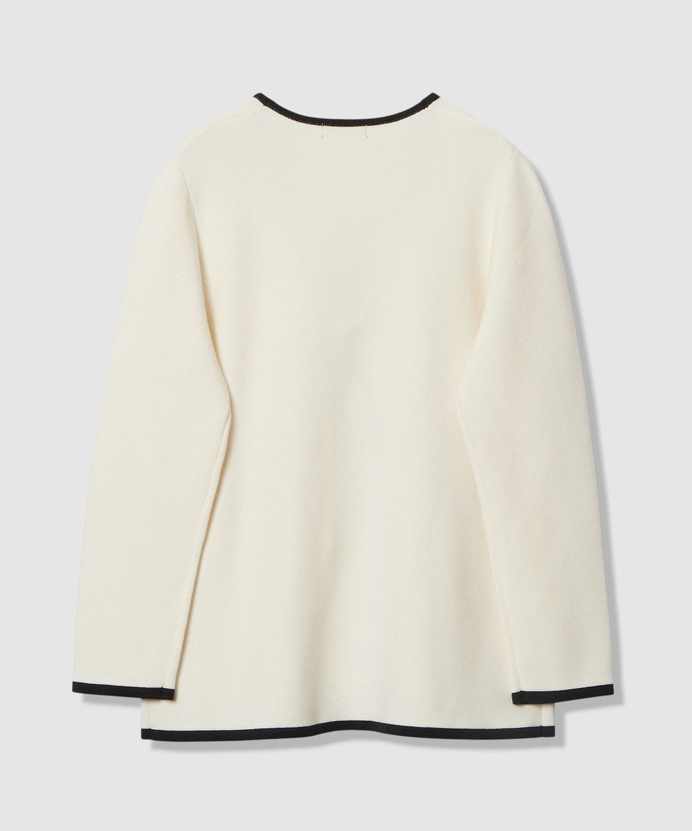 allureville ガーターノーカラーニットジャケット アイボリー (04)