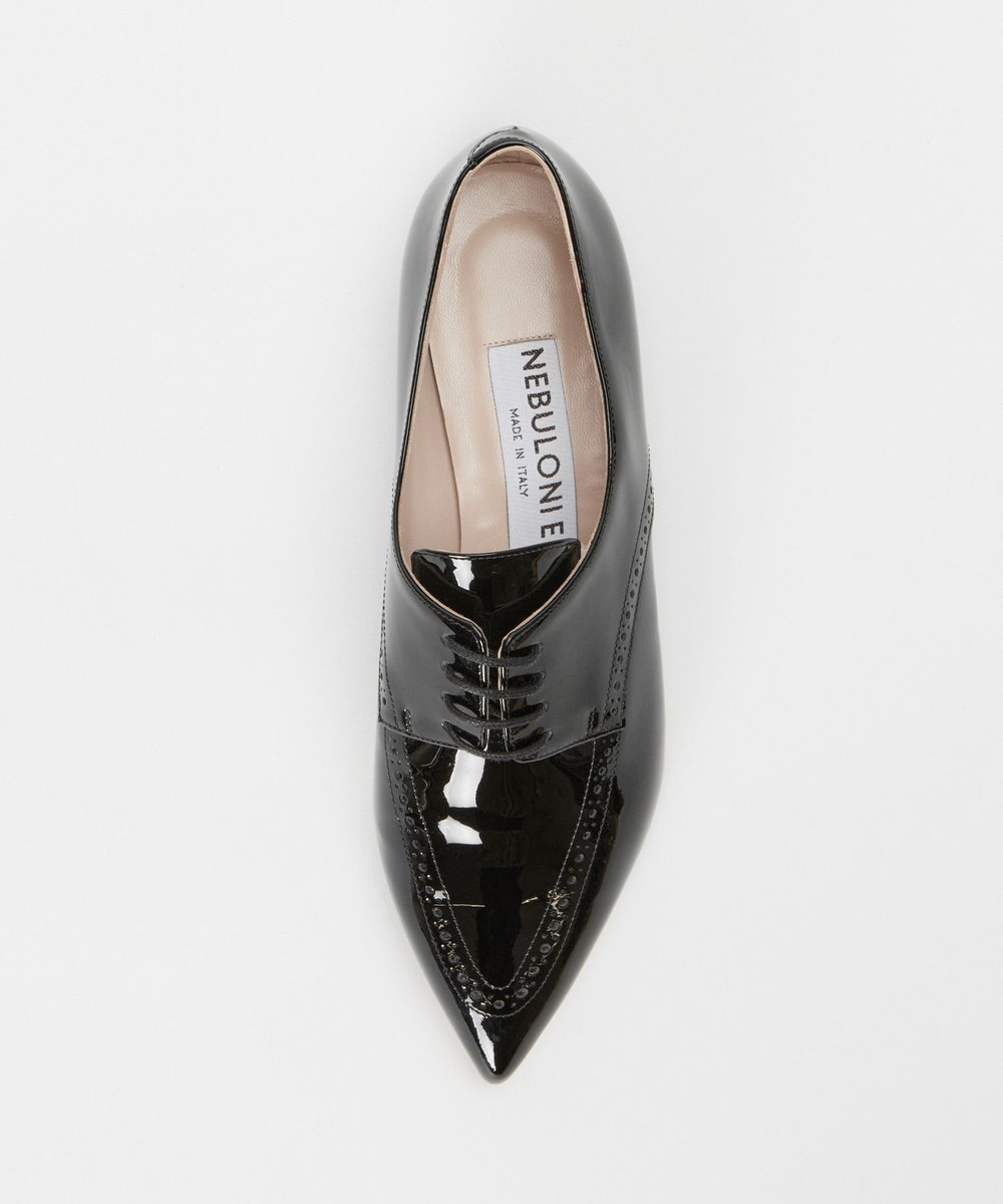 buying 【NEBULONI E.(ネブローニ)】 POINTED LACE UP SHOES ブラック (95)
