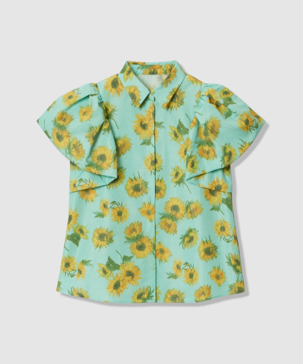 LOULOU WILLOUGHBY  WEB 一部店舗限定【LOULOU WILLOUGHBY】サンフラワープリントバルーンスリーブシャツ グリーン系 (74)