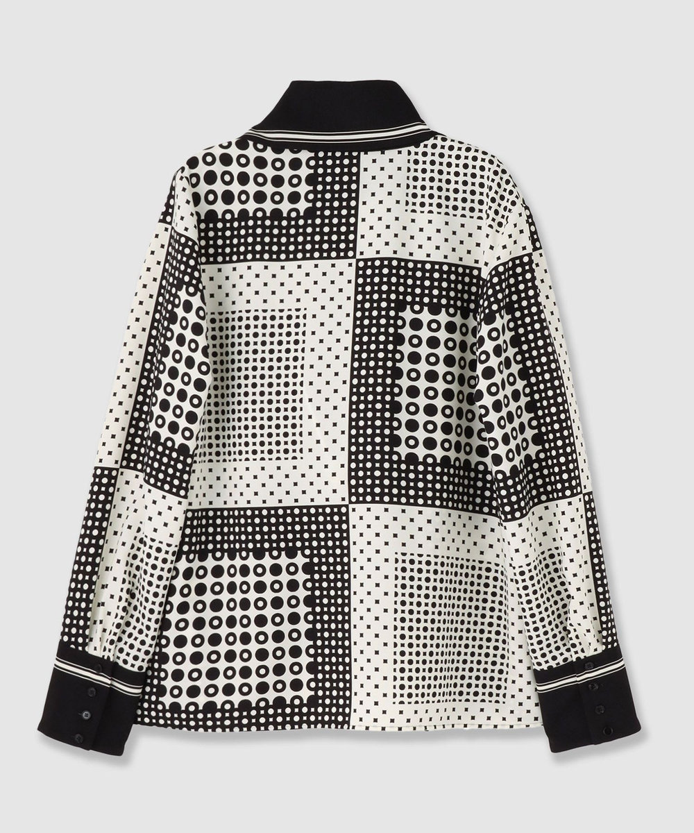 allureville 幾何プリントボウタイブラウス ホワイト (05)