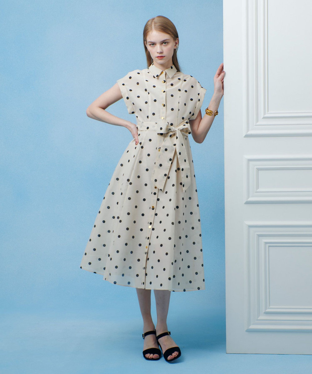 LOULOU WILLOUGHBY ◇【LOULOU WILLOUGHBY】オーガンドットワンピース ホワイト系 (08)