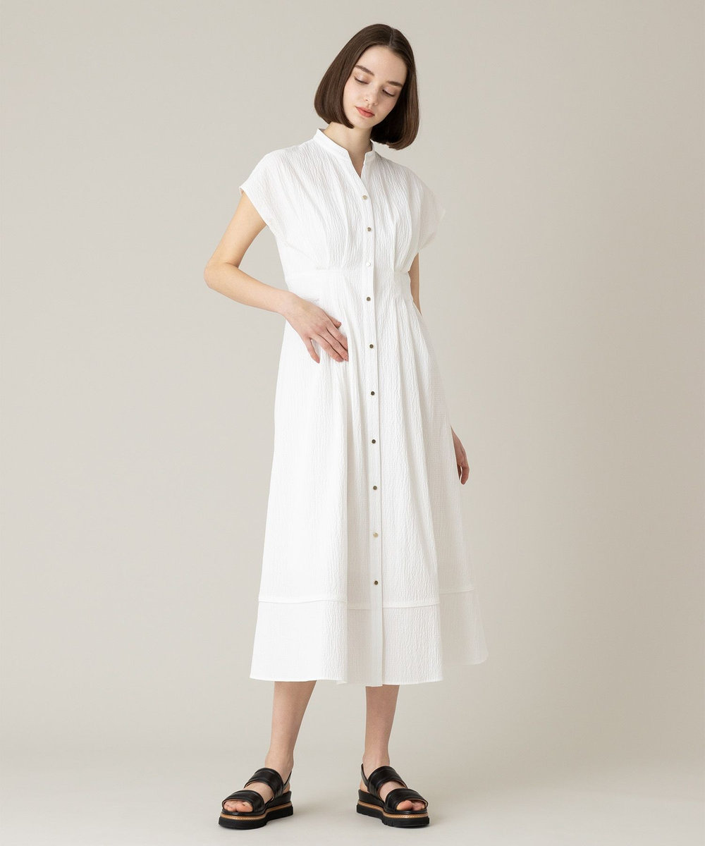 LOULOU WILLOUGHBY 【LOULOU WILLOUGHBY】リップルタックワンピース ホワイト (01)