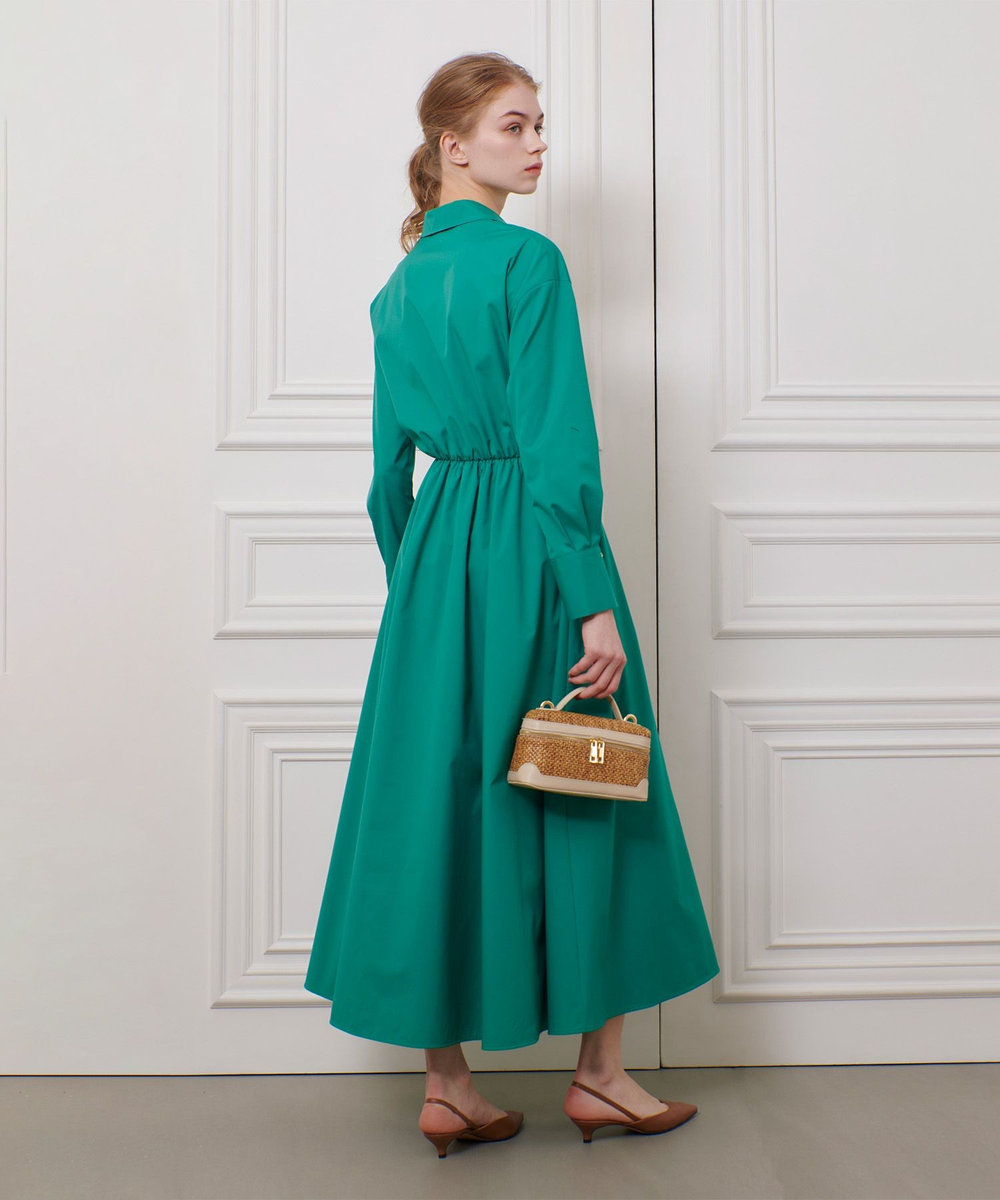 LOULOU WILLOUGHBY 【LOULOU WILLOUGHBY】ボリュームギャザーシャツワンピース グリーン (71)