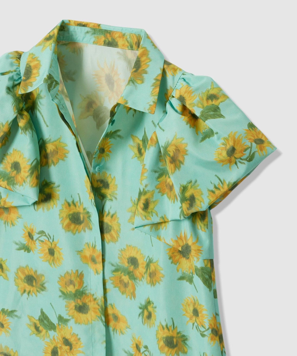 LOULOU WILLOUGHBY  WEB 一部店舗限定【LOULOU WILLOUGHBY】サンフラワープリントバルーンスリーブシャツ グリーン系 (74)