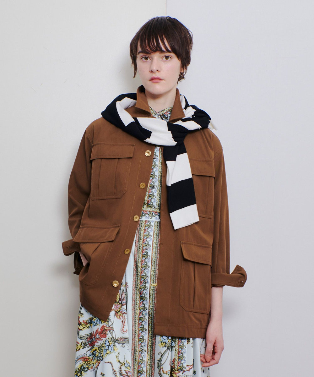 allureville シャンブレーミリタリーブルゾン ブラウン (81)