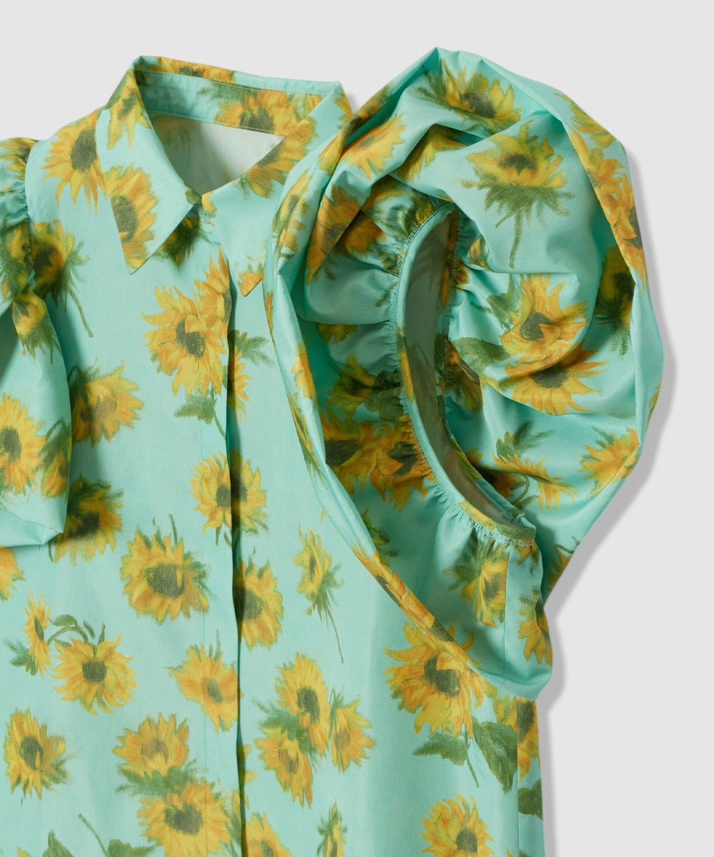 LOULOU WILLOUGHBY  WEB 一部店舗限定【LOULOU WILLOUGHBY】サンフラワープリントバルーンスリーブシャツ グリーン系 (74)