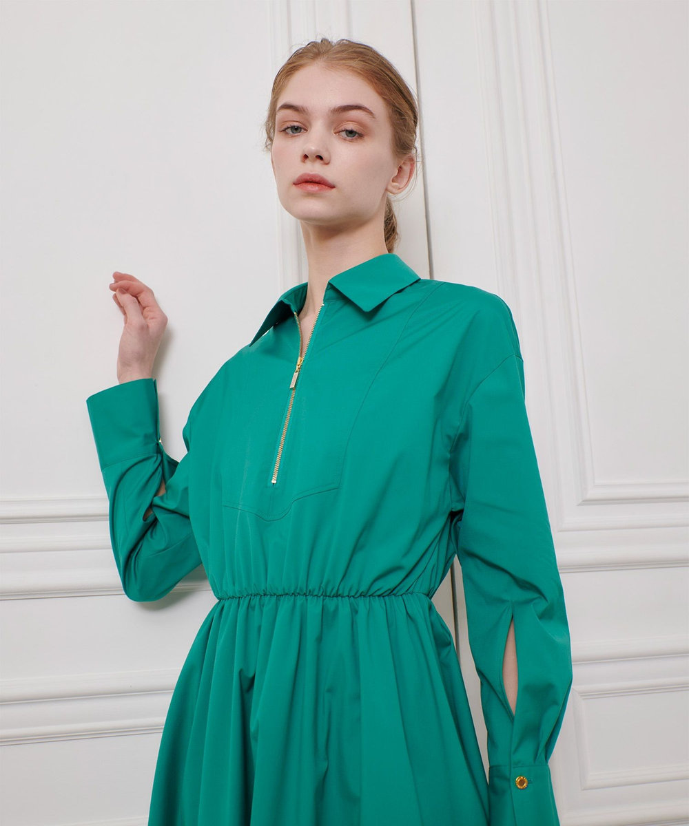LOULOU WILLOUGHBY 【LOULOU WILLOUGHBY】ボリュームギャザーシャツワンピース グリーン (71)