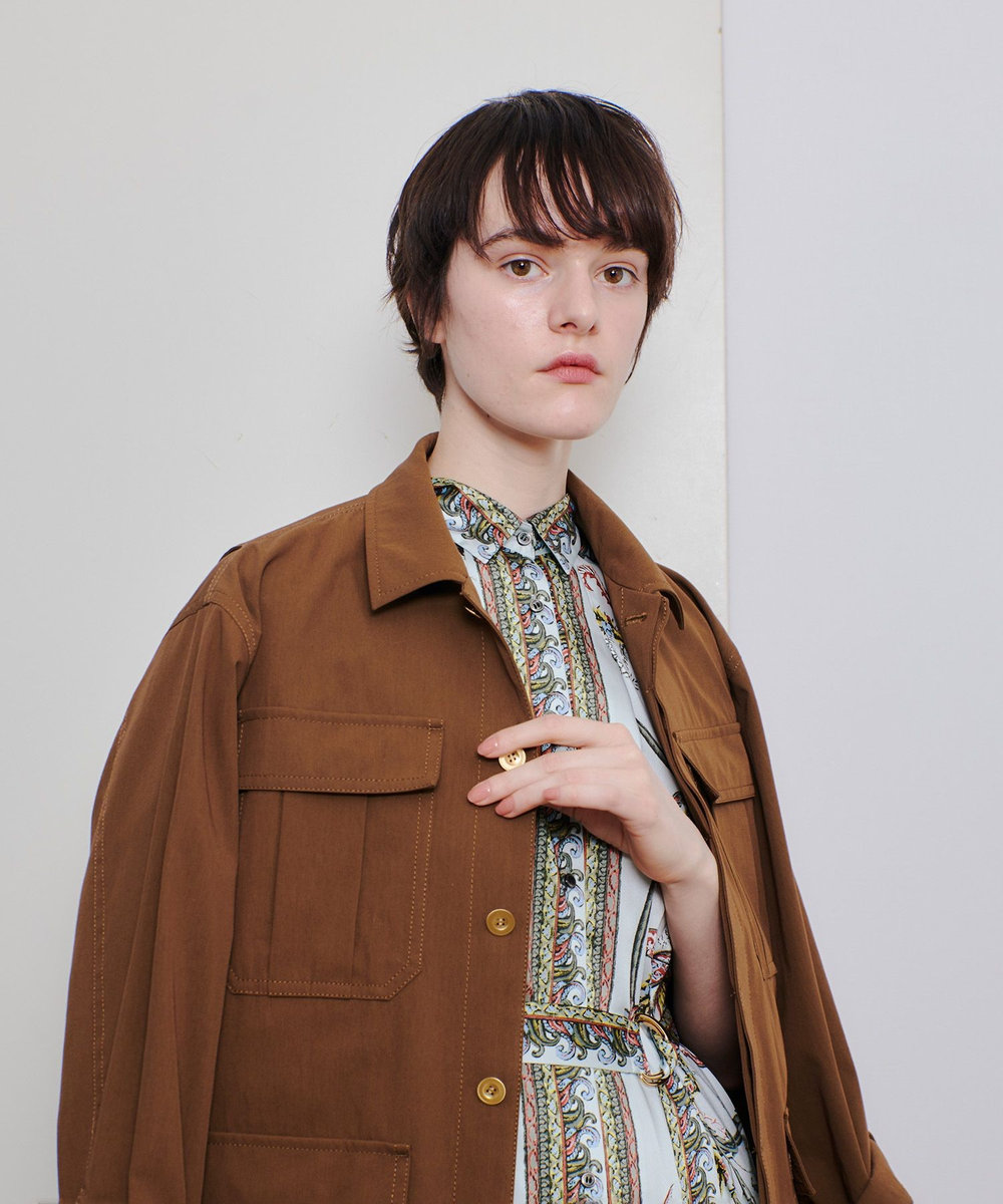 allureville シャンブレーミリタリーブルゾン ブラウン (81)