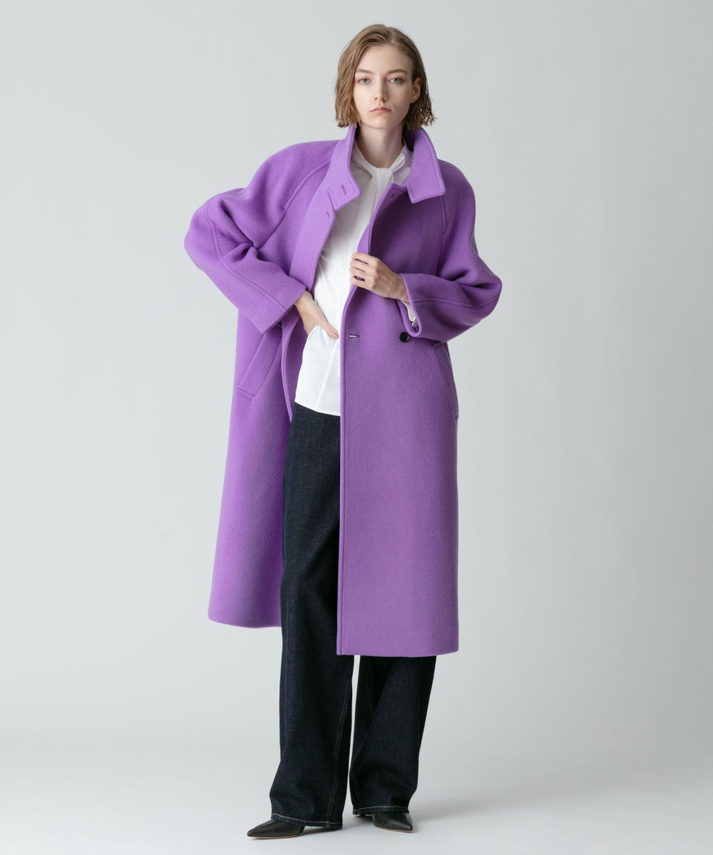 allureville ビーバースタンドカラーコート パープル (51)
