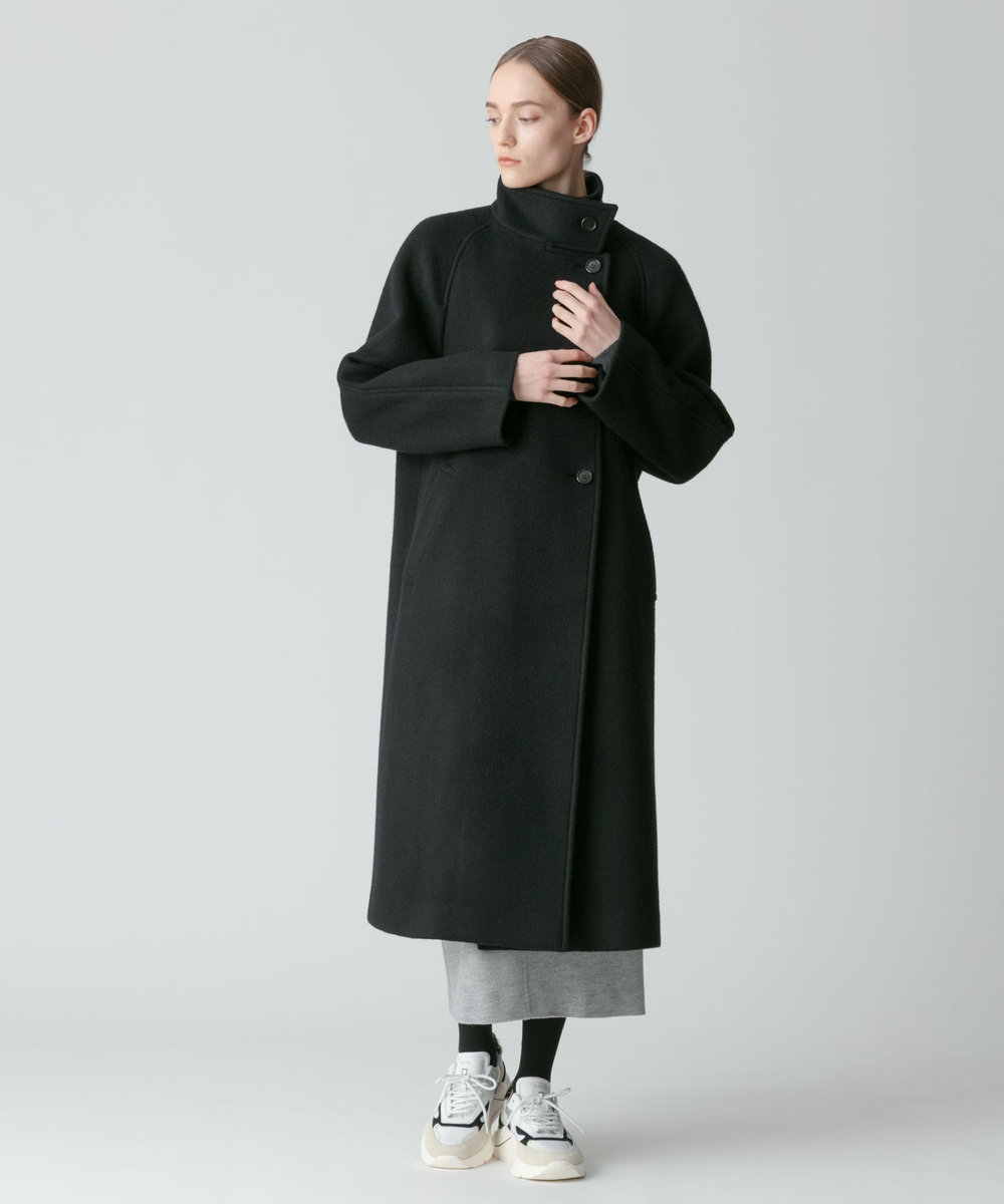 allureville ビーバースタンドカラーコート ブラック (95)