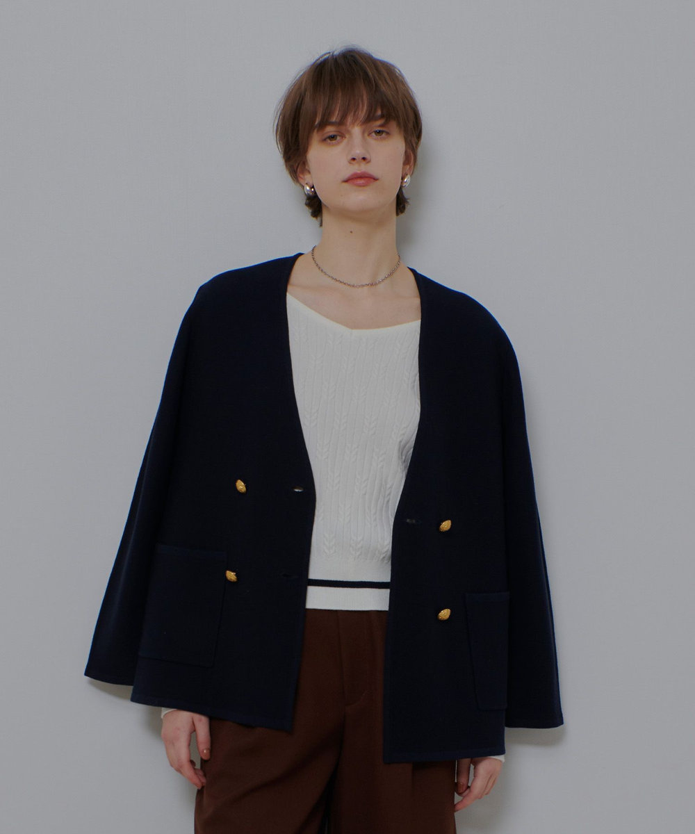 allureville ガーターノーカラーニットジャケット ネイビー (65)