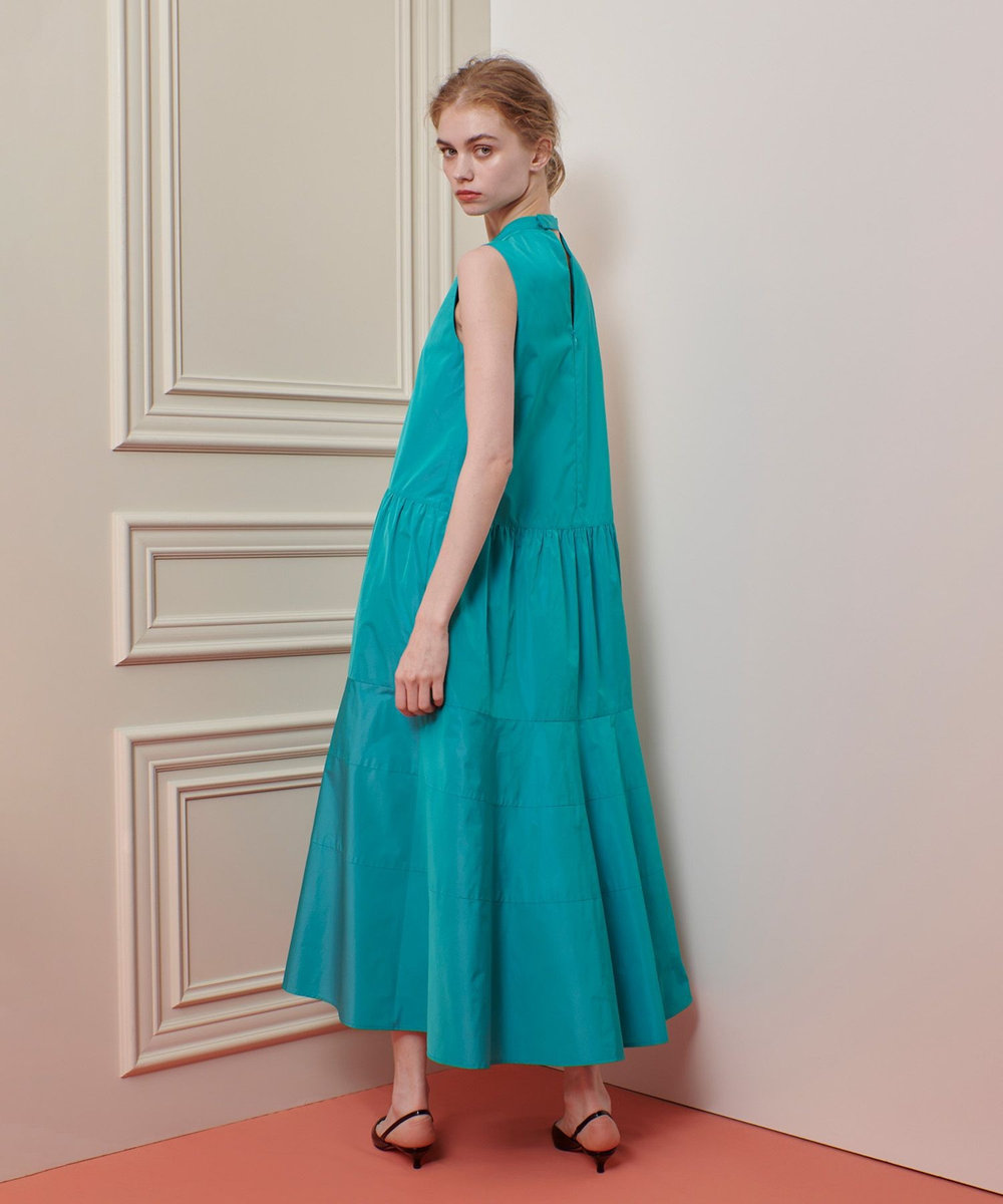 LOULOU WILLOUGHBY 【LOULOU WILLOUGHBY】バックリボンタフタワンピース ブルーグリーン (70)