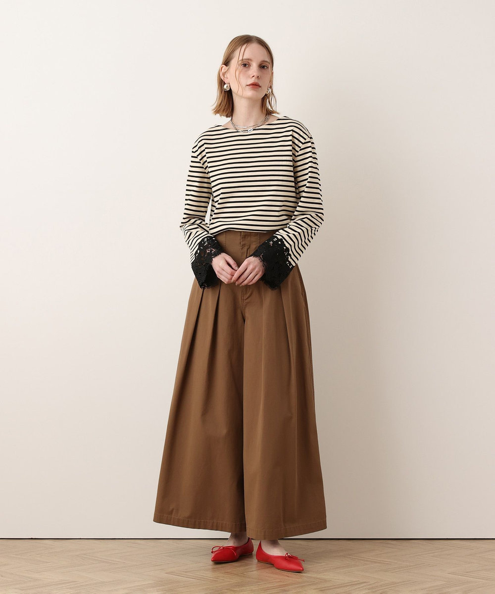 allureville ハイウエストワイドチノパンツ ブラウン (81)