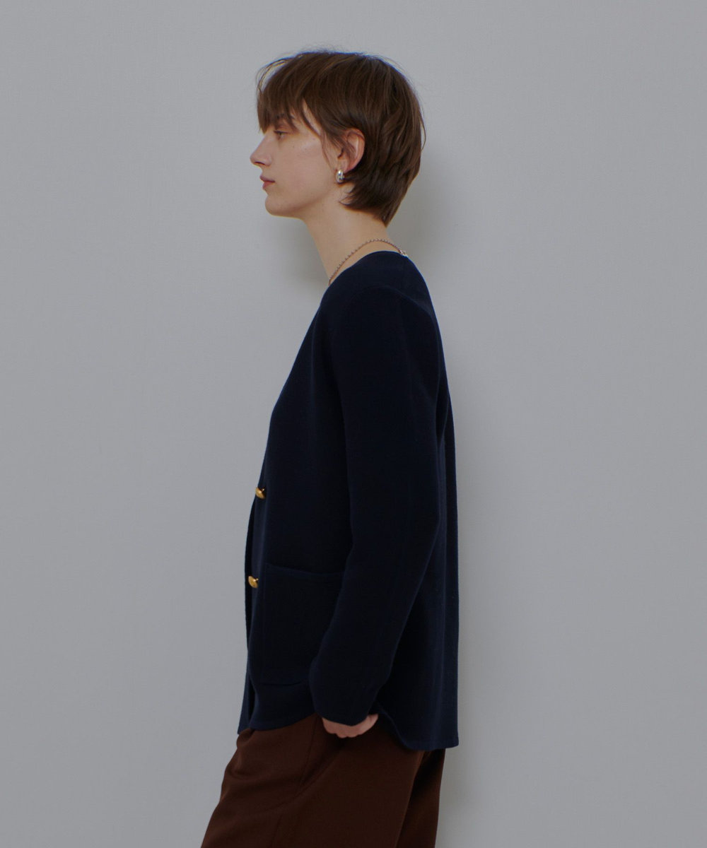 allureville ガーターノーカラーニットジャケット ネイビー (65)